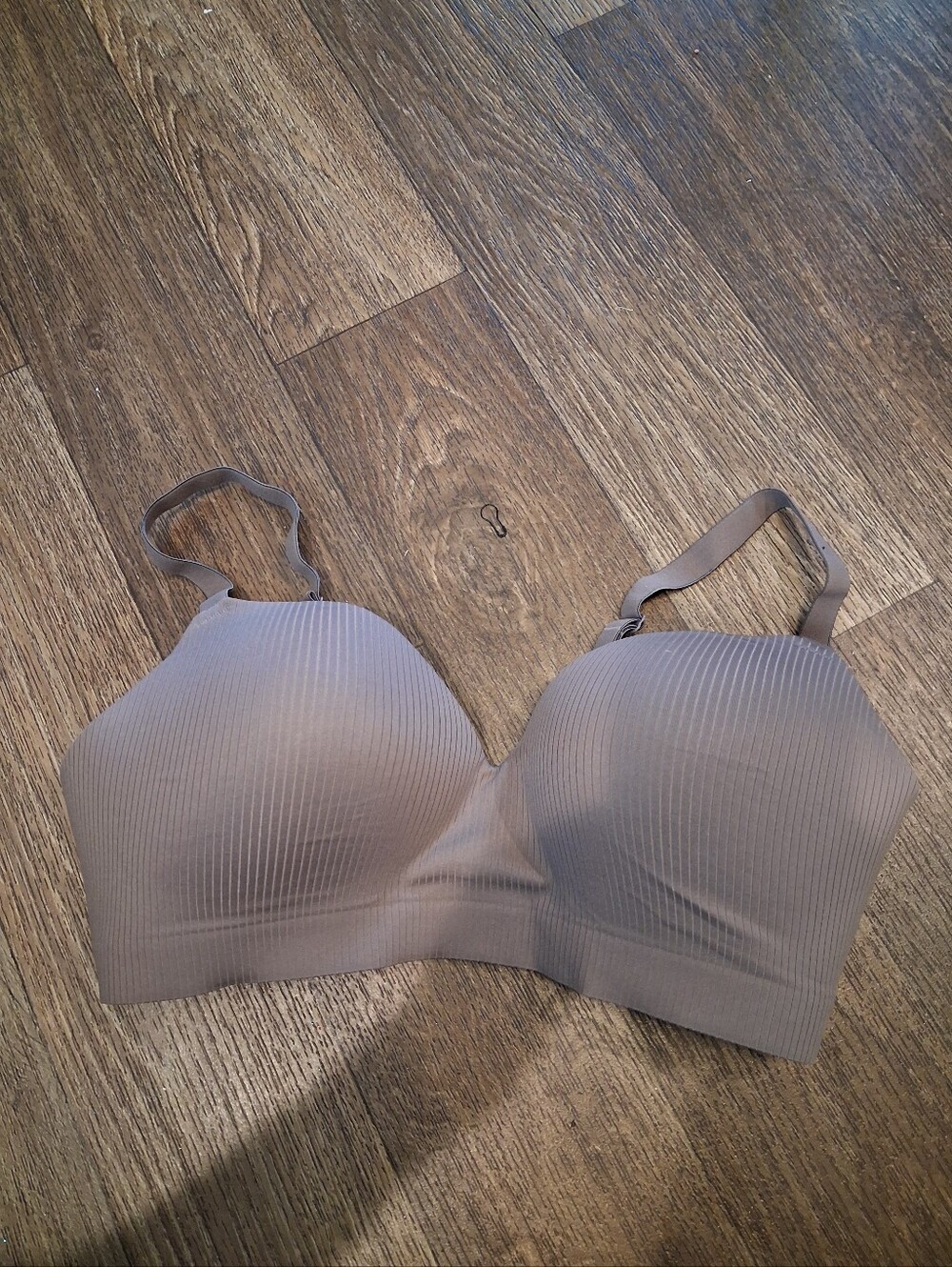 Soma Ribbed Wireless Bra - Taupe Gray Sz 38D